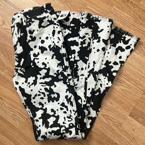 Cow print bell bottom